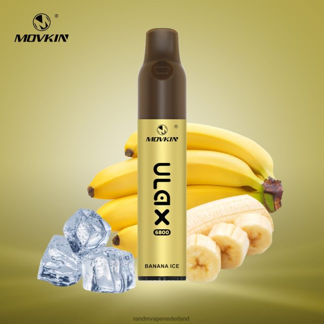 RandM Vape Nederland - RandM Movkin Ulax 6800 (keramische spoel) oplaadbaar wegwerpvape-pod-apparaat V8J40861 bananen ijs