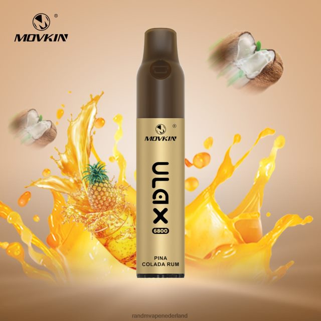 RandM Vape Netherlands - RandM Movkin Ulax 6800 (keramische spoel) oplaadbaar wegwerpvape-pod-apparaat V8J40863 Pina Colada-rum