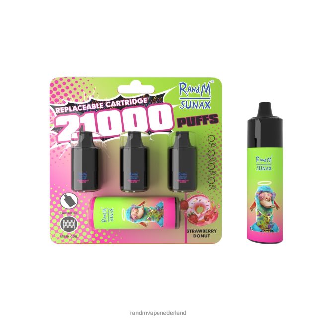 RandM Tornado Vape Nederland - RandM Sunax 21000 vervangbaar vape-apparaat voor luchtstroomregeling 1 st V8J408267 aardbei donut
