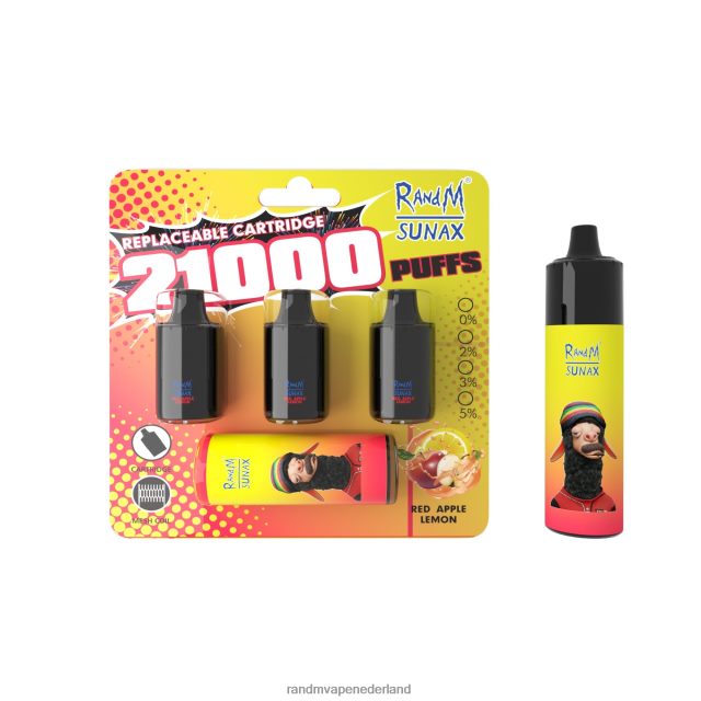 RandM Vapes Kopen - RandM Sunax 21000 vervangbaar vape-apparaat voor luchtstroomregeling 1 st V8J408272 rode appel citroen