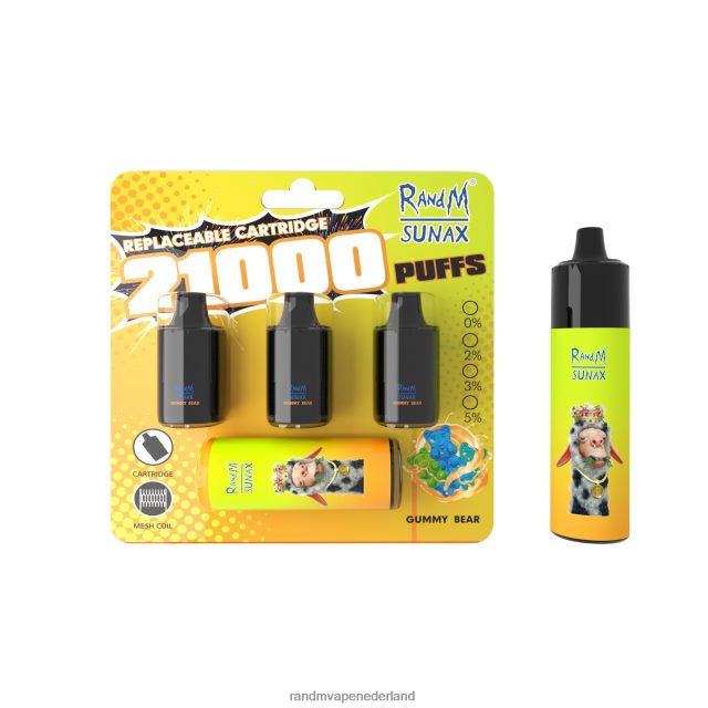 Tornado Vape Amsterdam - RandM Sunax 21000 vervangbaar vape-apparaat voor luchtstroomregeling 1 st V8J408268 gummybeer
