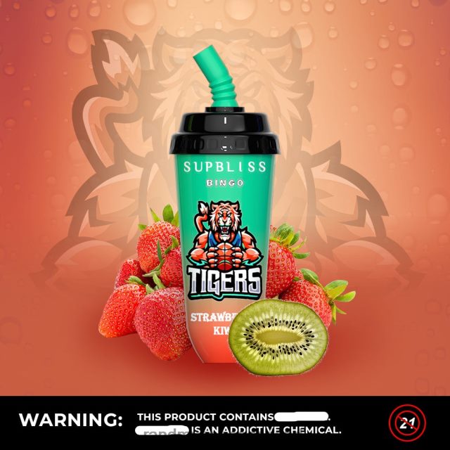 Tornado Vape Kopen Nederland - RandM Supbliss Bingo 8000 vape pod-apparaat 1 st V8J408255 aardbei-kiwi