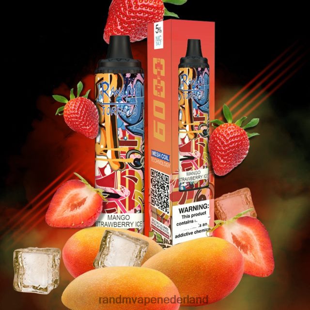 RandM Vape Amsterdam - RandM Tornado 6000 luchtstroomregeling vape pod-apparaat 1 st V8J408289 mango-aardbei-ijs