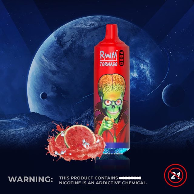 RandM Tornado Vape Nederland - RandM Tornado 9000 vape pod-apparaat 1pc versie 2 V8J408147 watermeloen brazz ijs