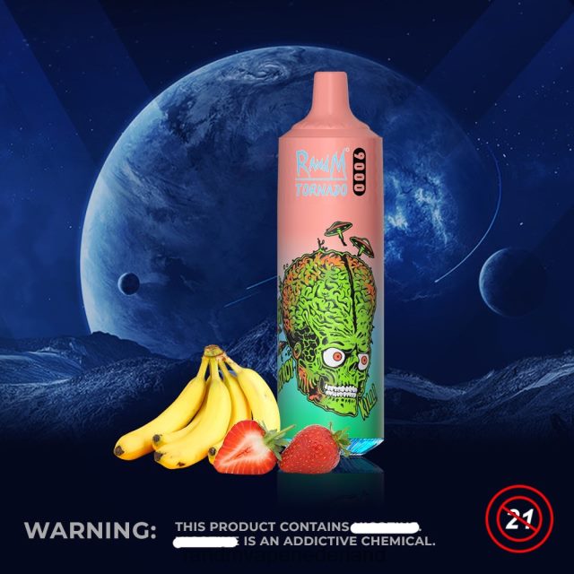 RandM Vape Nederland Kopen - RandM Tornado 9000 vape pod-apparaat 1pc versie 1 V8J408134 aardbei banaan