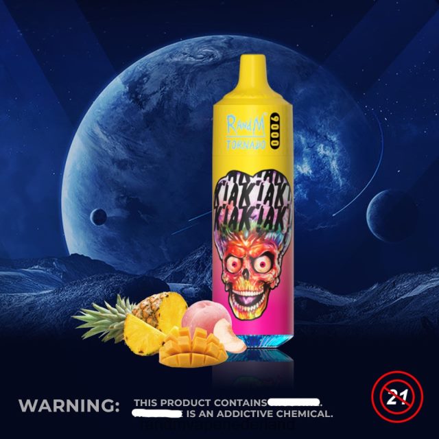 RandM Vape Netherlands - RandM Tornado 9000 vape pod-apparaat 1pc versie 1 V8J408133 perzikkleurige mango-ananas
