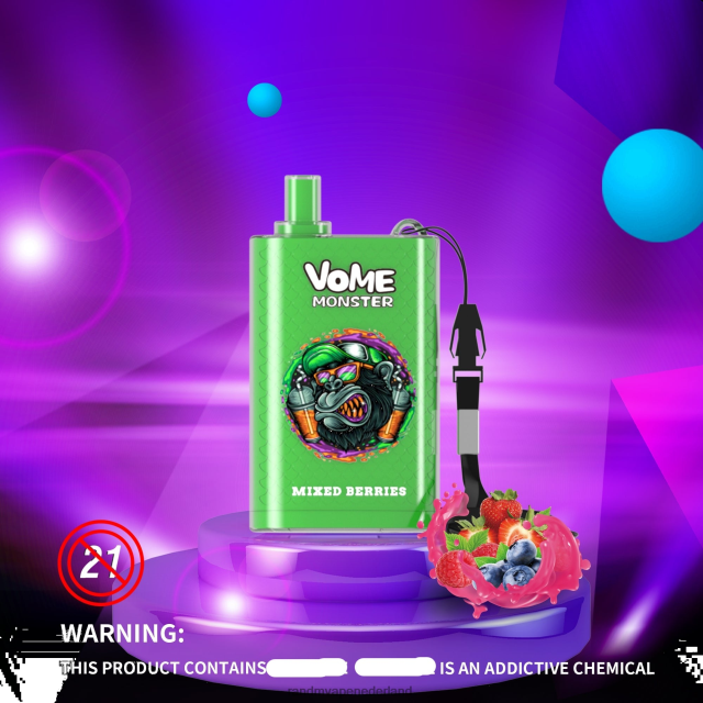Tornado Vape Amsterdam - RandM Vome Monster 10000 luchtstroomregeling vape pod-apparaat 1 st V8J408278 gemixte bessen