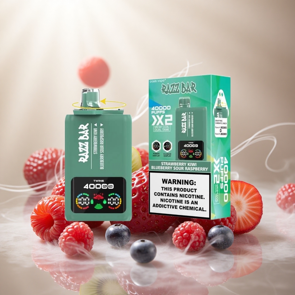 Razz Bar 40000 Puffs Wegwerp Vape Aardbei Kiwi_Blauwe Bes Zure Framboos met Power Scherm Display en Type-C Poort