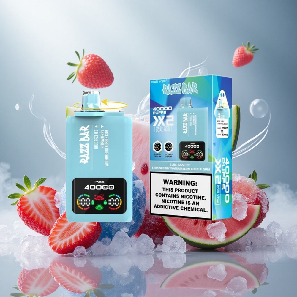 Razz Bar 40000 Puffs Wegwerp Vape Blauwe Razz IJs-Aardbei Watermeloen Bubble Gum Met Schermweergave en Type-C Poort