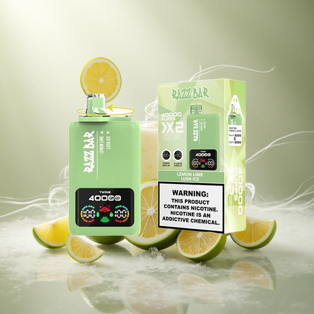 Razz Bar 40000 Puffs Wegwerp Vape Citroen Limoen_Lush IJs met Energiebeeldscherm en Type-C-poort