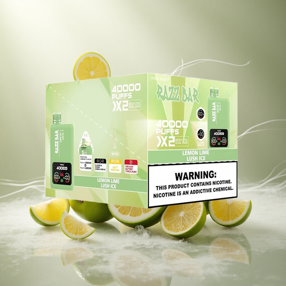 Razz Bar 40000 Puffs Wegwerp Vape Citroen Limoen_Lush IJs met Energiebeeldscherm en Type-C-poort