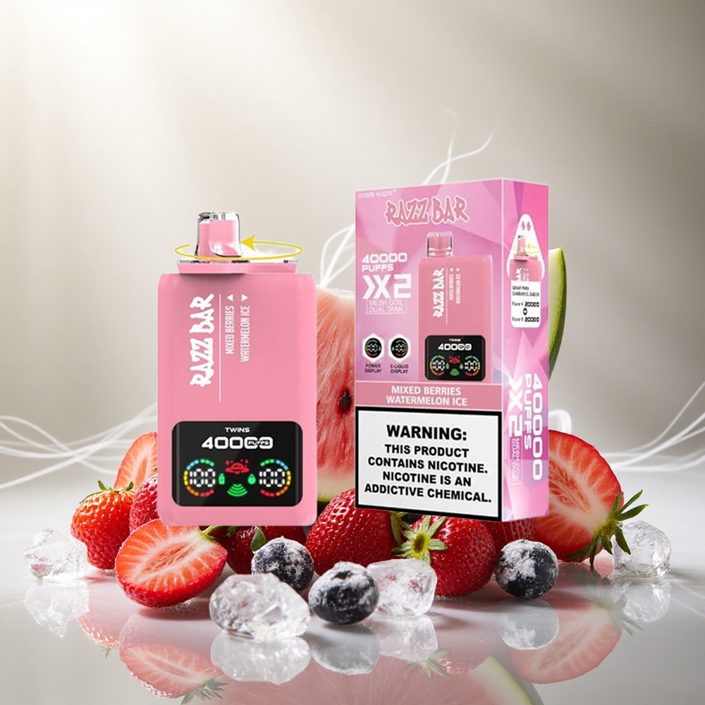 Razz Bar 40000 Puffs Wegwerp Vape Mixed Fruit_Watermeloen Ijs met Schermweergave en Type-C Poort