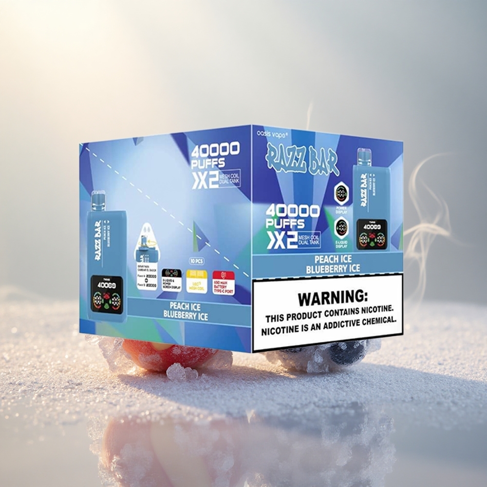 Razz Bar 40000 Puffs Wegwerp Vape Perzijs IJs_Blauwe Bes IJs met Power Screen Display en Type-C Poort