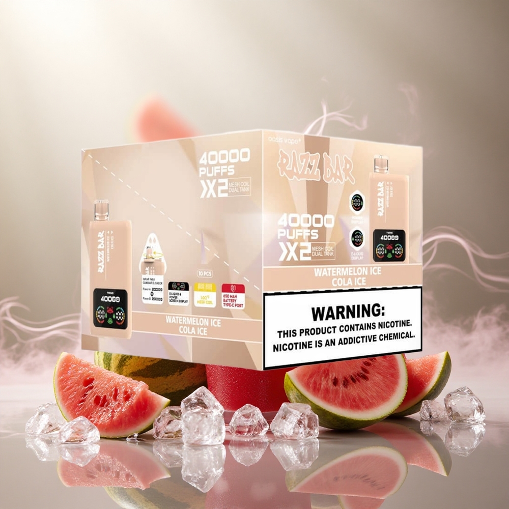 Razz Bar 40000 Puffs Wegwerp Vape Watermeloen Ijs_Cola Ijs met Power Screen Display en 650 Mah Battery Type-C Port