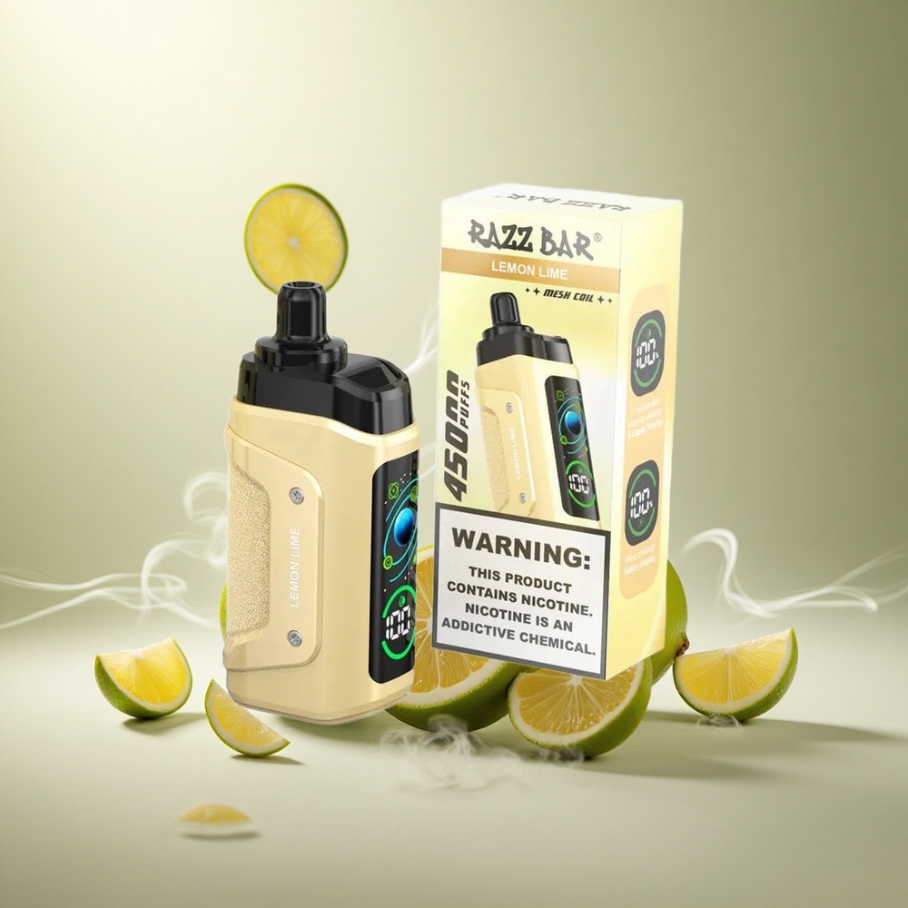 Razz Bar 45000 Puffs Wegwerp Vape Citroen Limoen en Framboos Met 1.0 Ohm Mesh Coil en 650 Mah Batterij