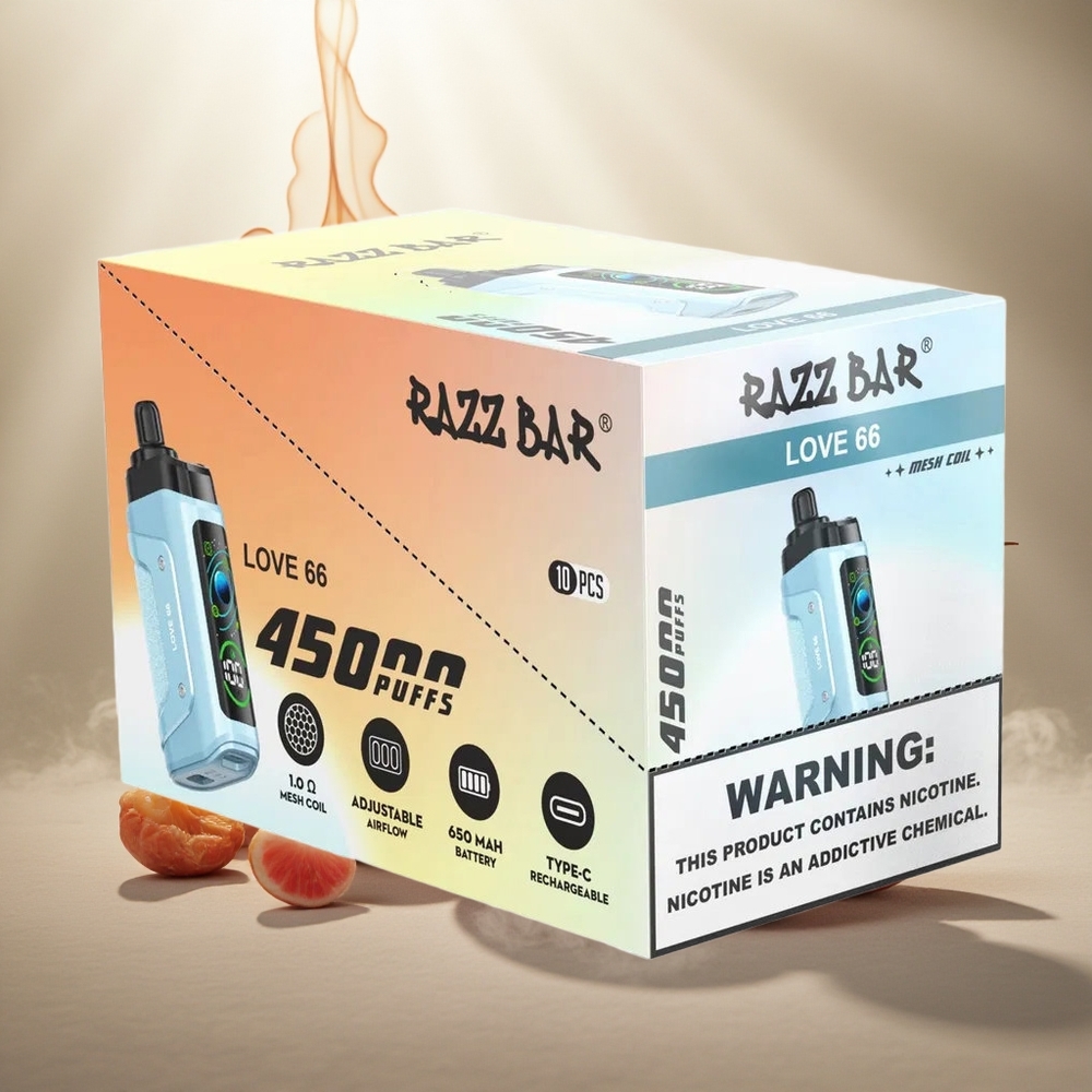 Razz Bar 45000 Puffs Wegwerp Vape Liefde 66 Aanpasbare Luchtstroom & Type-C Oplaadbaar