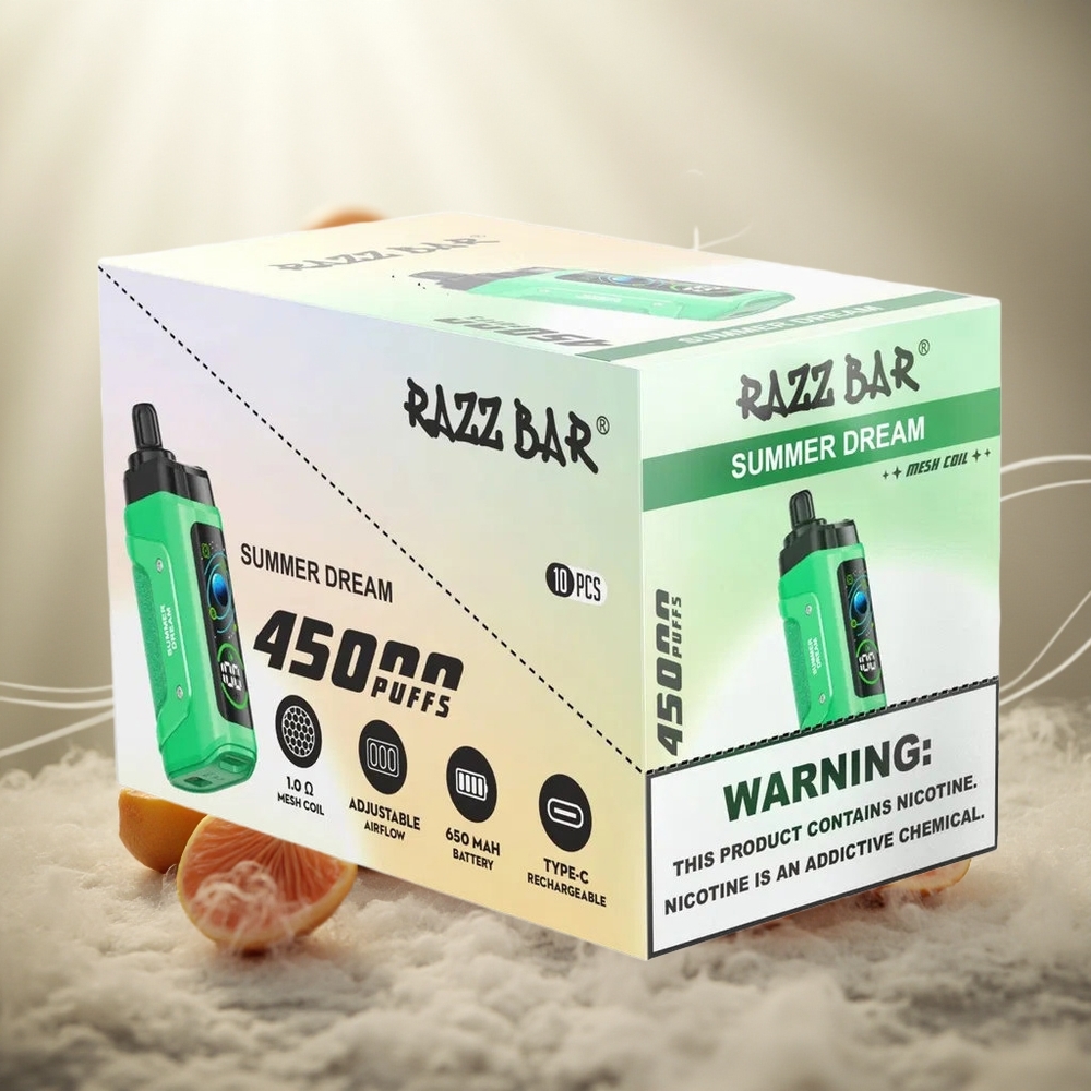Razz Bar 45000 Puffs Wegwerp Vape Zomerdroom Met 1.0 Ohm Mesh Coil & Type-C Oplaadbaar