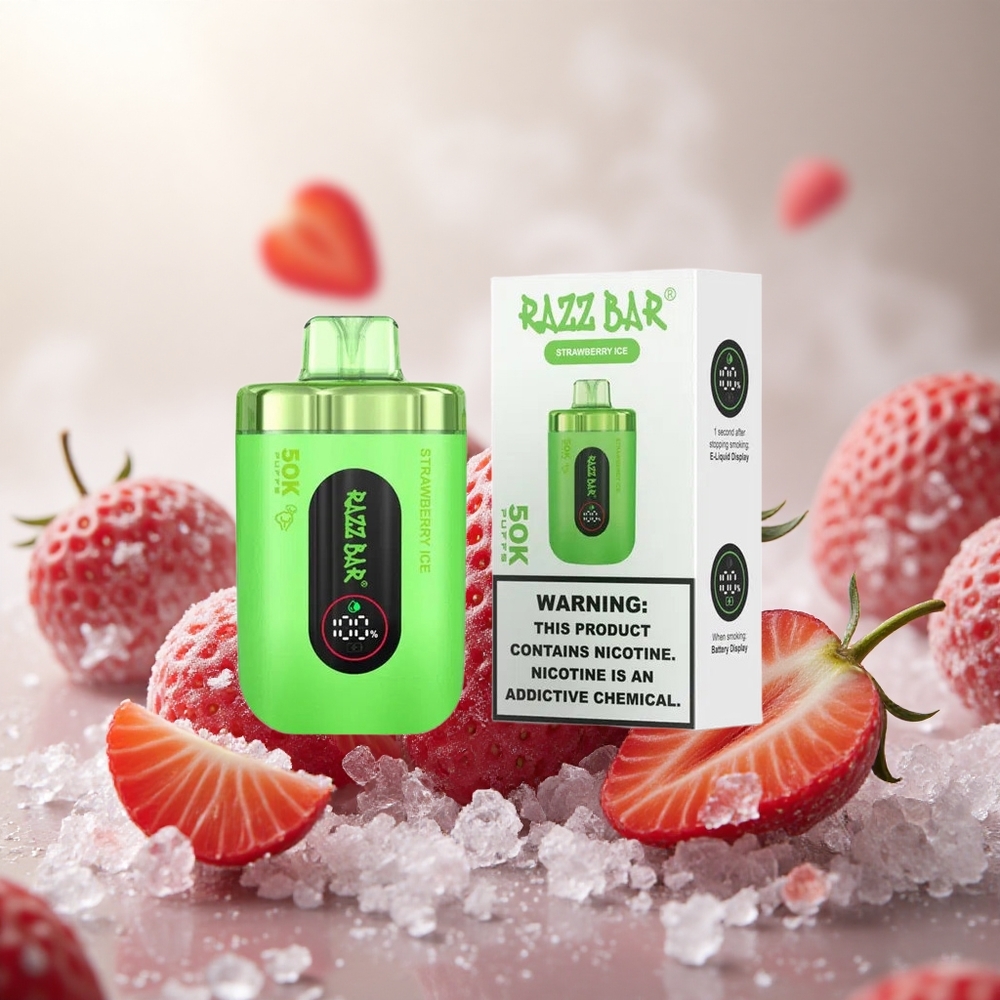 Razz Bar 50K Puffs Wegwerp Vape Aardbei IJs met Type-C Oplaadbaar & 650 Mah Batterij
