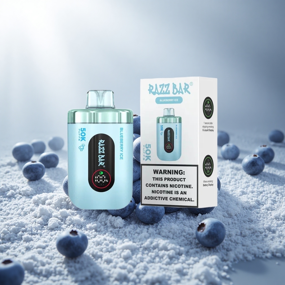 Razz Bar 50K Puffs Wegwerp Vape Blauwe Bes Ijs met Type-C Oplaadbaar & 2% Nicotine