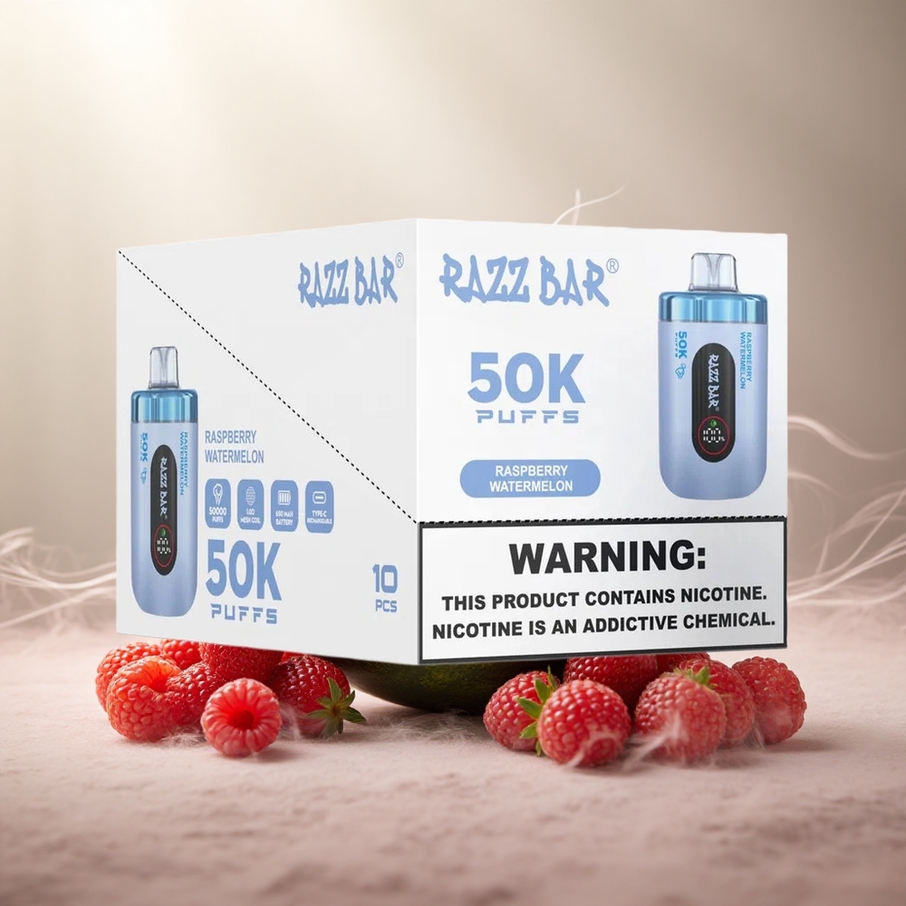 Razz Bar 50K Puffs Wegwerp Vape Framboos Watermeloen met 50000 Puffs & 650 Mah Batterij