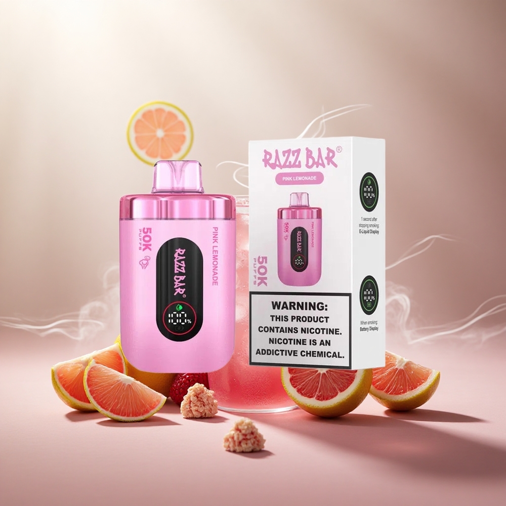 Razz Bar 50K Puffs Wegwerp Vape Roze Limonade Met 50000 Puffs En 2% Nicotine