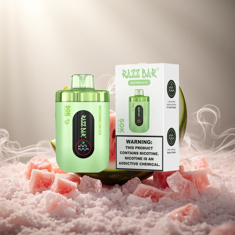 Razz Bar 50K Puffs Wegwerp Vape Watermeloen IJs Met 1.0 Ohm Mesh Coil & Type-C Oplaadbaar