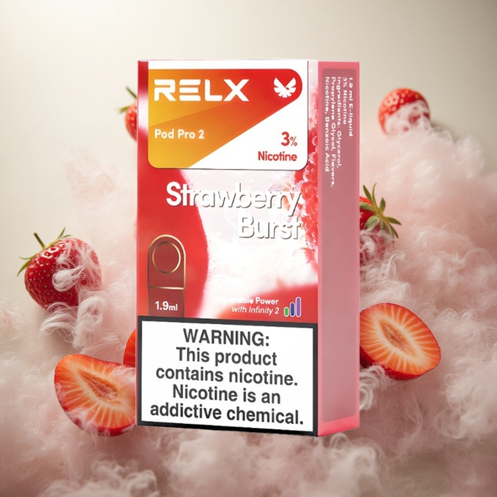 RELX Pod Pro 2 600 Puffs Aardbeien-uitbarsting 1.9ml Nicotinegehalte:3%