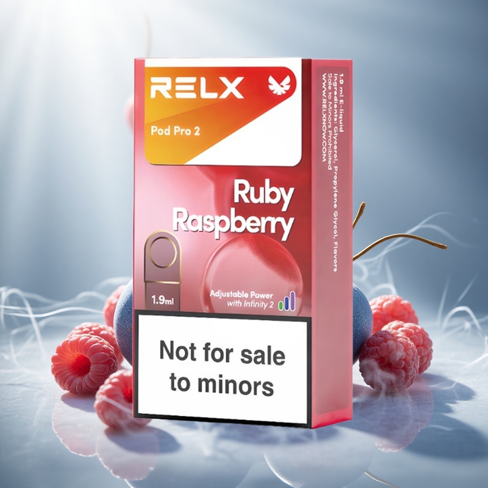 RELX Pod Pro 2 600 Puffs Blauwe Framboos Nicotinevrij 1,9ml 3 Voltage-instellingen