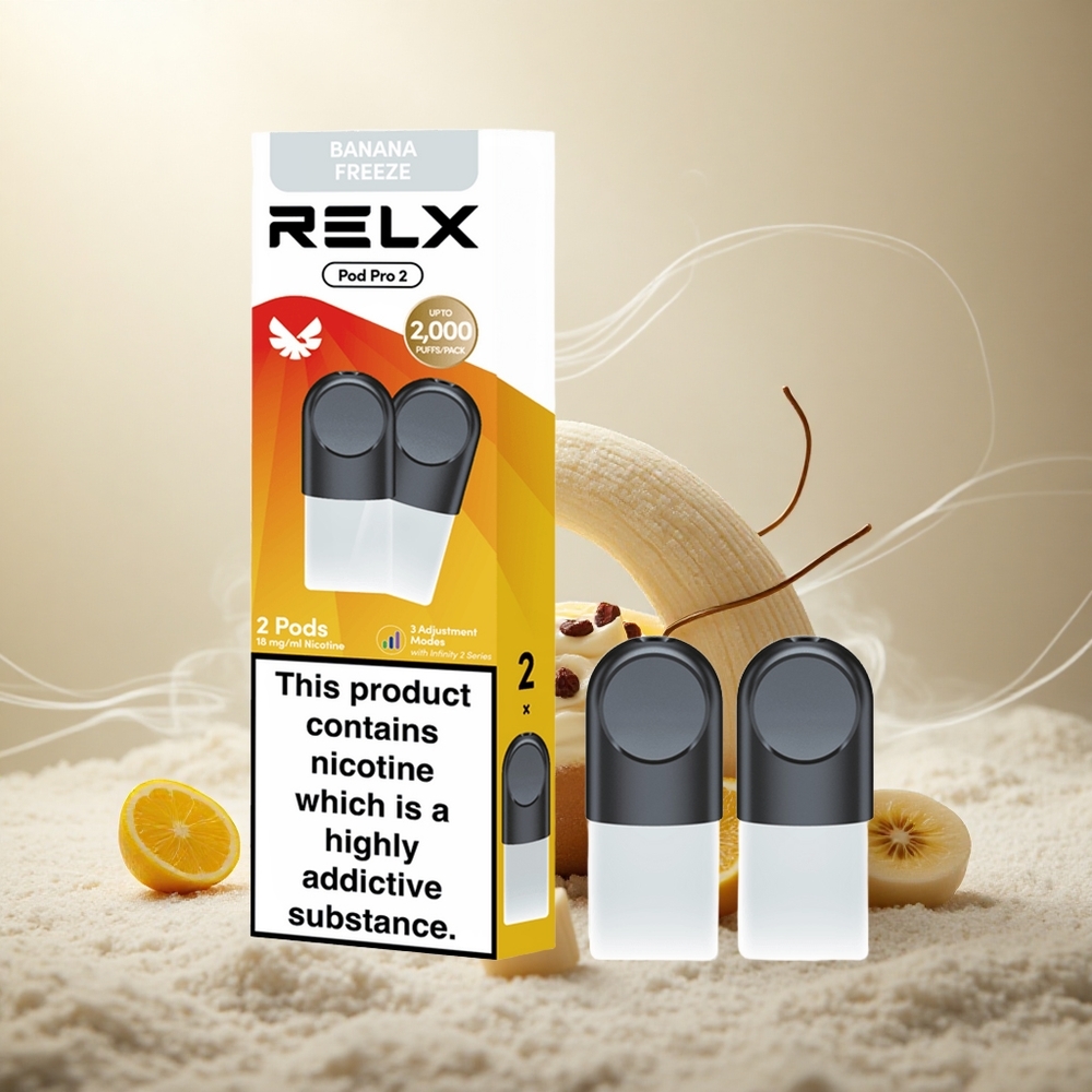 RELX Pod Pro 2 600 Puffs Dessert-Banaan Ijs Nicotinegehalte: 1,8%