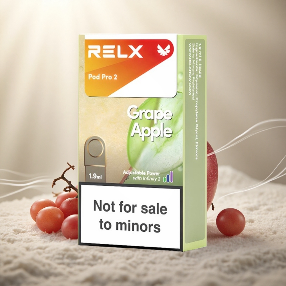 RELX Pod Pro 2 600 Puffs Druif Appel 1.9ml Capaciteit 0% Nicotine