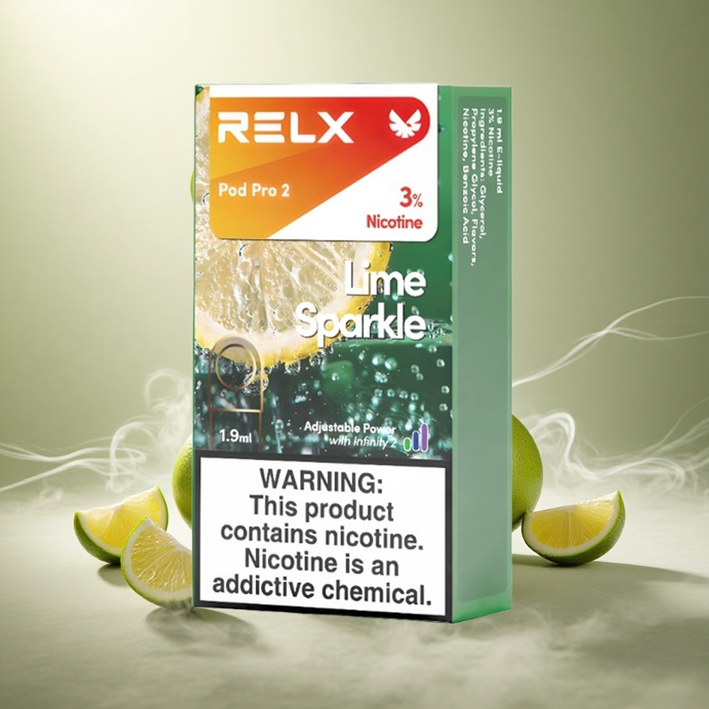RELX Pod Pro 2 600 Puffs Lime Schittering Nicotinegehalte:3%