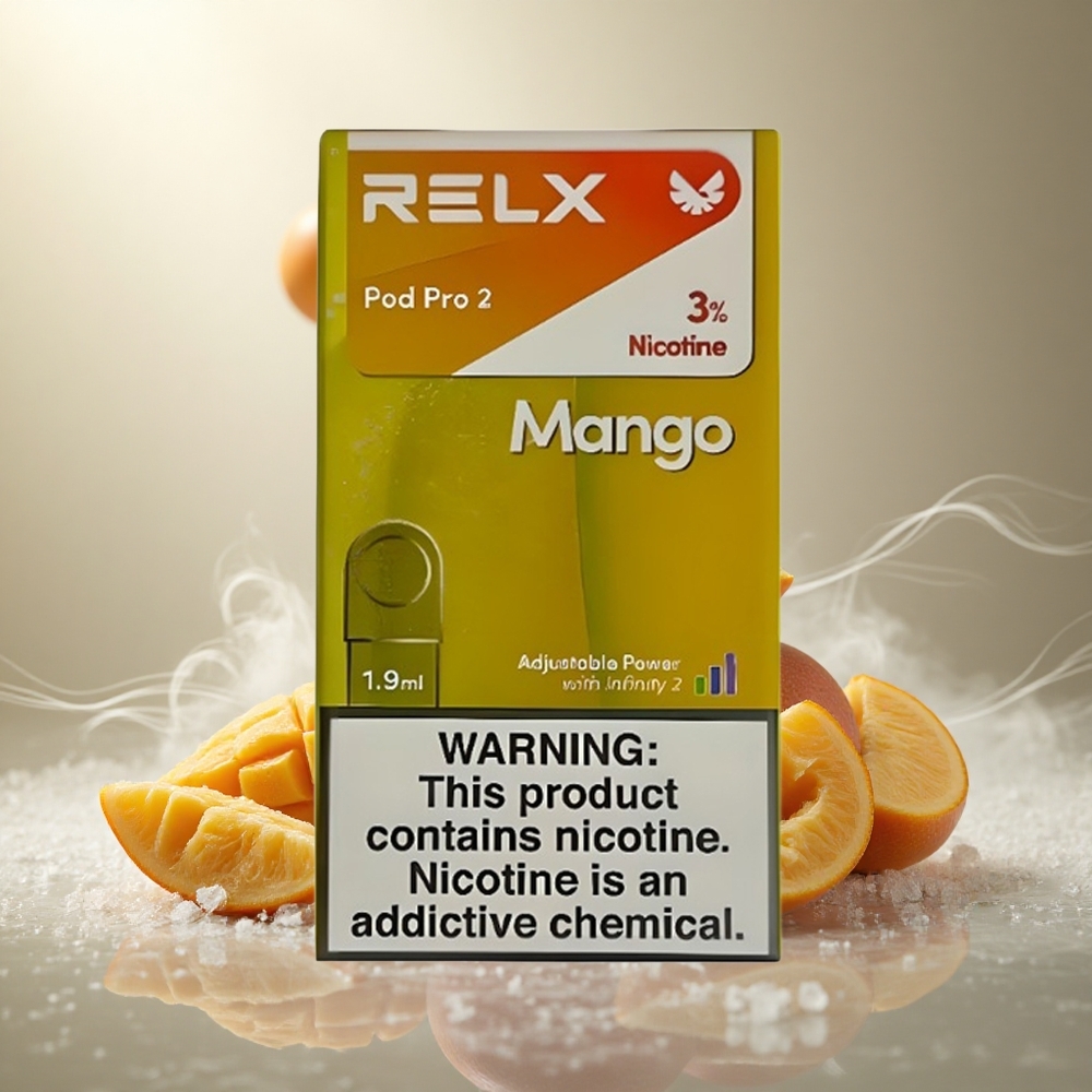 RELX Pod Pro 2 600 Puffs Mango IJs Nicotinegehalte:3% Vloeistofcapaciteit:1.9ml