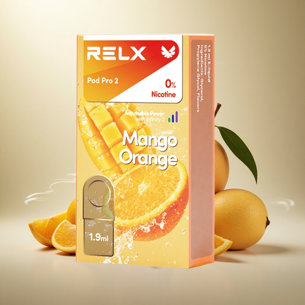 RELX Pod Pro 2 600 Puffs Mango Sinaasappel Nicotinevrij 1.9ml Capaciteit