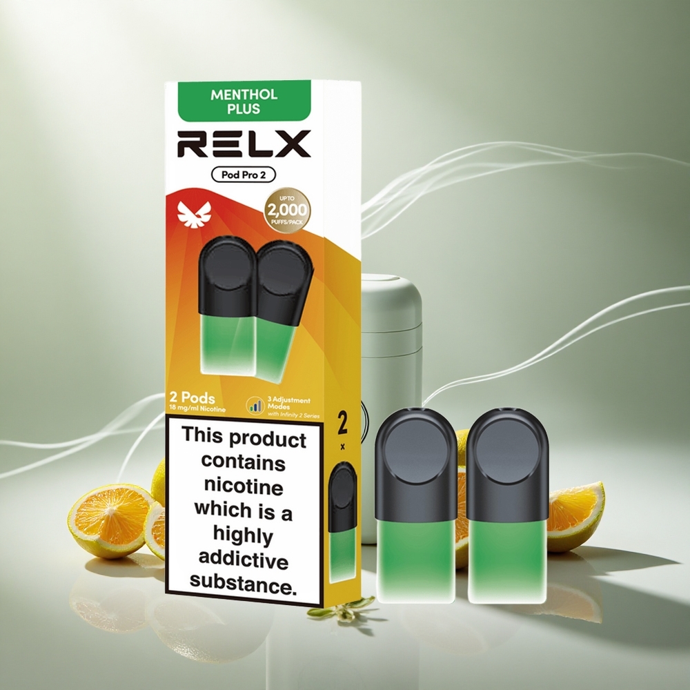 RELX Pod Pro 2 600 Puffs Munt-Menthol Plus Nicotinegehalte:1.8% Vloeistofcapaciteit:1.9ml