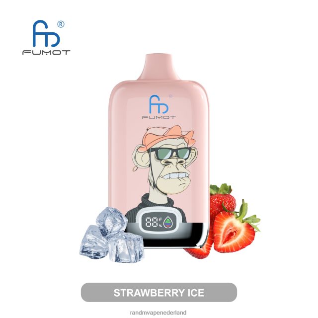 RandM Vape Amsterdam - Fumot Original RandM Digital Box 12000 batterij en vloeistofdisplay vape-apparaat V8J4089 aardbeien ijs