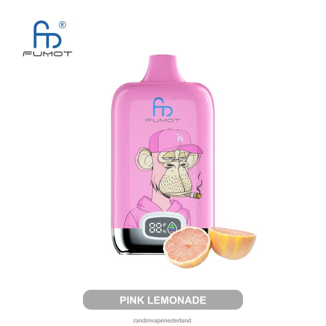 RandM Vape Nederland - Fumot Original RandM Digital Box 12000 batterij en vloeistofdisplay vape-apparaat V8J40811 roze limonade