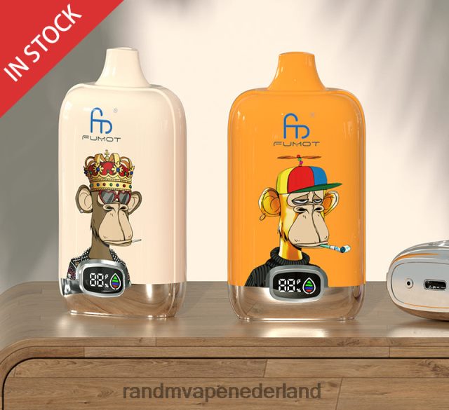 RandM Vapes Kopen - Fumot Original RandM Digital Box 12000 batterij en vloeistofdisplay vape-apparaat V8J40812 mango op ijs