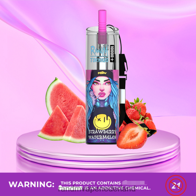 RandM Vape Amsterdam - RandM Tornado 10000 plus luchtstroomregeling vape-apparaat 1 st V8J40879 aardbei watermeloen