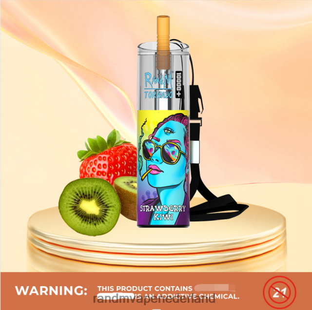 RandM Vape Nederland - RandM Tornado 10000 plus luchtstroomregeling vape-apparaat 1 st V8J40881 aardbei-kiwi