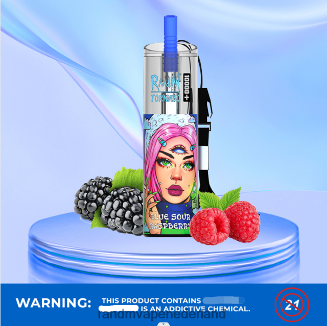 RandM Vape Netherlands - RandM Tornado 10000 plus luchtstroomregeling vape-apparaat 1 st V8J40883 blauwzure framboos