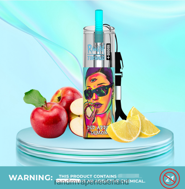 RandM Vape Prijs - RandM Tornado 10000 plus luchtstroomregeling vape-apparaat 1 st V8J40880 rode appel citroen