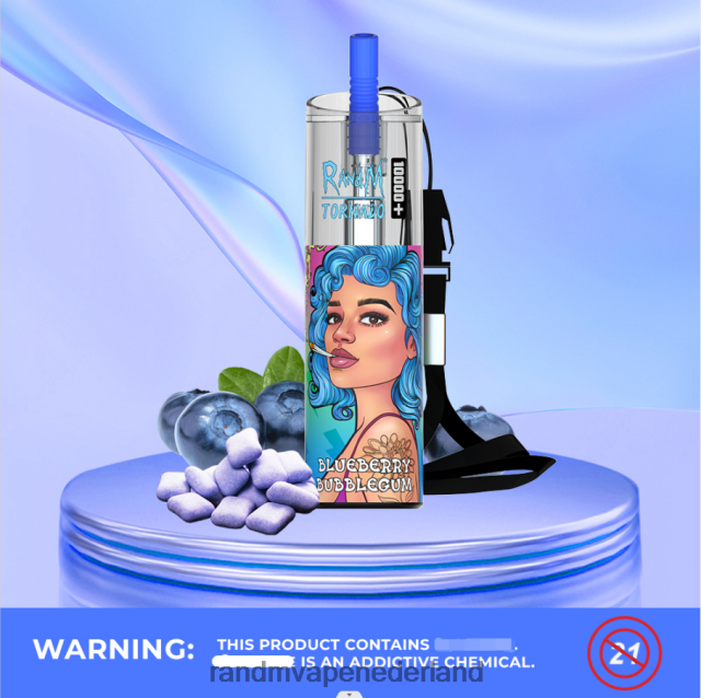 RandM Vapes Kopen - RandM Tornado 10000 plus luchtstroomregeling vape-apparaat 1 st V8J40882 bosbessen kauwgom