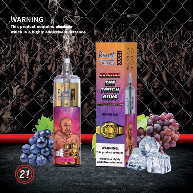 RandM Vape Amsterdam - RandM Tornado 10000 luchtstroomregeling vape-apparaat 1 st V8J408109 druiven ijs
