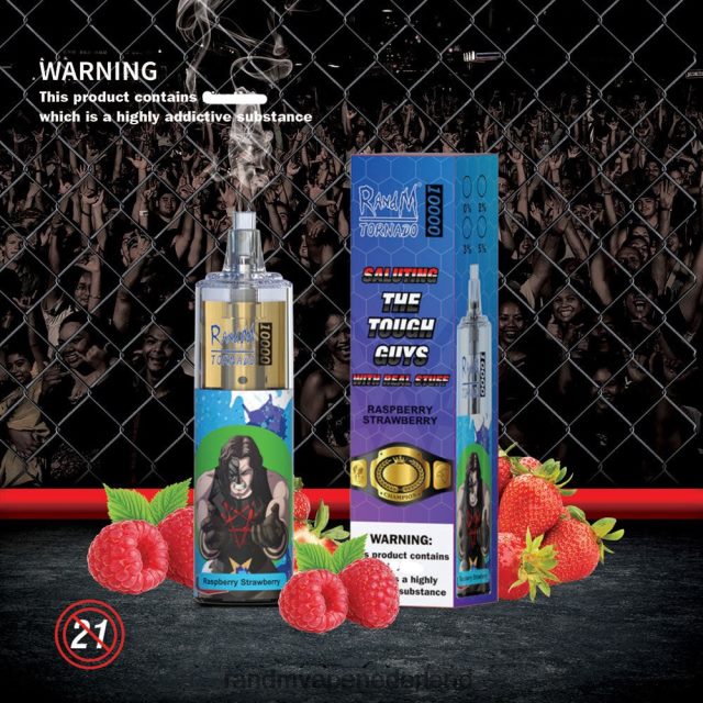 RandM Vapes Kopen - RandM Tornado 10000 luchtstroomregeling vape-apparaat 1 st V8J408102 framboos aardbei