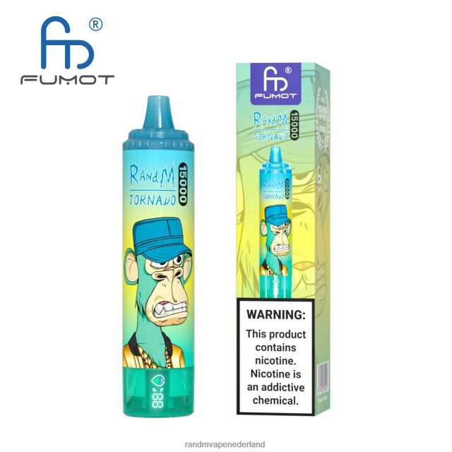 RandM Vape Netherlands - Fumot RandM Tornado 15000 vape-apparaat met batterij en ejuice-display versie 2 V8J40843 appel perzik peer