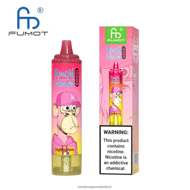 RandM Vapes Kopen - Fumot RandM Tornado 15000 vape-apparaat met batterij en ejuice-display versie 2 V8J40842 perzik bosbessen snoep