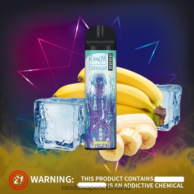 RandM Tornado Vape Nederland - RandM Tornado 8000 vape-apparaat met luchtstroomregeling 1 st V8J408247 bananen ijs