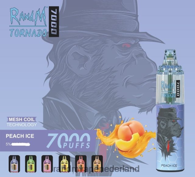 RandM Vape Nederland - RandM Tornado 7000 vape-apparaat met luchtstroomregeling 1 st V8J408171 perzik ijs