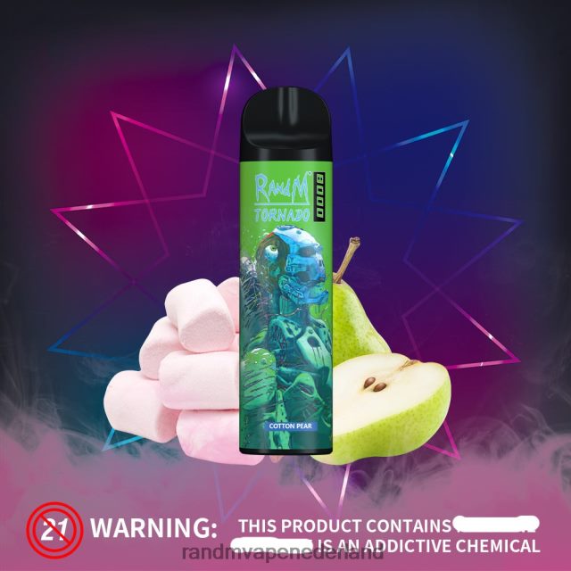 RandM Vape Nederland - RandM Tornado 8000 vape-apparaat met luchtstroomregeling 1 st V8J408241 katoen peer