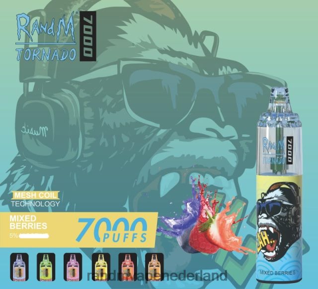 RandM Vape Netherlands - RandM Tornado 7000 vape-apparaat met luchtstroomregeling 1 st V8J408173 druiven ijs